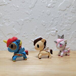 Tokidoki Unicorno Lot of 3 micro Tiny Keychain sized Figures